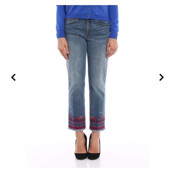 Tory Burch Myeres Embroidered Jeans - Picture 2 of 6
